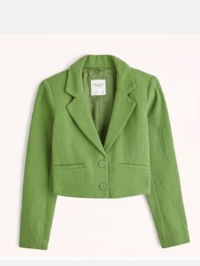 Abercrombie & Fitch Green Cropped Tweed Blazer Sz Xxs